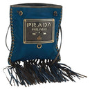 PRADA Umhängetasche Nylon Blau Gold Auth 171065V-1