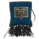 PRADA Shoulder Bag Nylon Blue Gold Auth 171065V-13