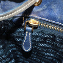 PRADA Shoulder Bag Nylon Blue Gold Auth 171065V-24