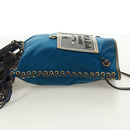 PRADA Shoulder Bag Nylon Blue Gold Auth 171065V-4