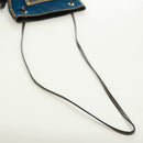 PRADA Umhängetasche Nylon Blau Gold Auth 171065V-7