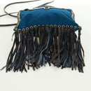 PRADA Shoulder Bag Nylon Blue Gold Auth 171065V-5