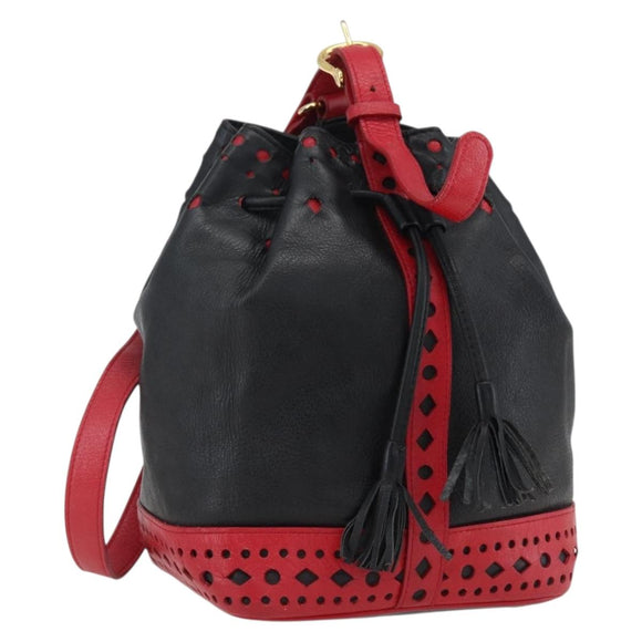 SAINT LAURENT Schoudertas Leer Zwart Rood goud Orig. 171068V