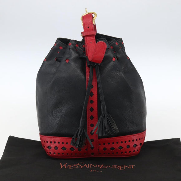 SAINT LAURENT Schoudertas Leer Zwart Rood goud Orig. 171068V