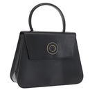CELINE Circle Hand Bag Leather Black Gold Auth 171070-1