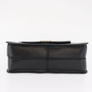 CELINE Circle Hand Bag Leather Black Gold Auth 171070-10