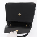 CELINE Circle Hand Bag Leather Black Gold Auth 171070-16