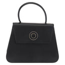 CELINE Circle Hand Bag Leather Black Gold Auth 171070-2