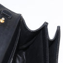 CELINE Circle Hand Bag Leather Black Gold Auth 171070-20
