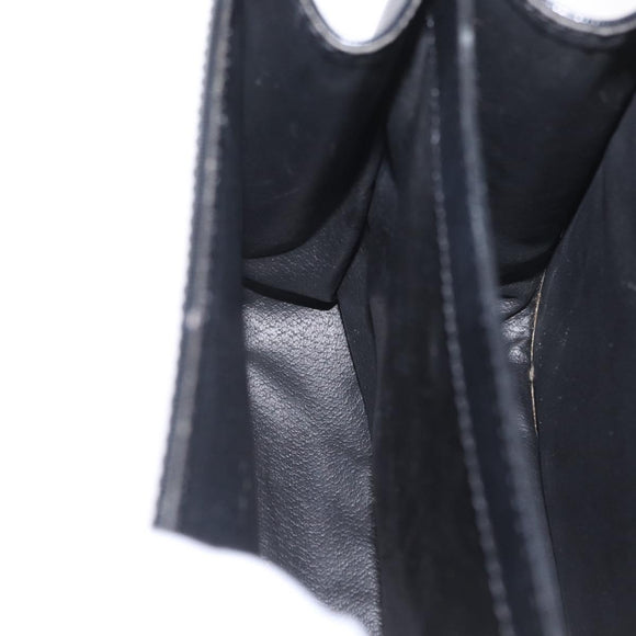 CELINE Circle Hand Bag Leather Black Gold Auth 171070