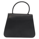 CELINE Circle Hand Bag Leather Black Gold Auth 171070-3