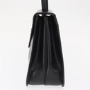 CELINE Circle Hand Bag Leather Black Gold Auth 171070-4