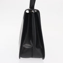 CELINE Circle Hand Bag Leather Black Gold Auth 171070-5