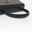 CELINE Circle Hand Bag Leather Black Gold Auth 171070-7