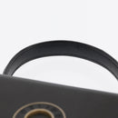 CELINE Circle Hand Bag Leather Black Gold Auth 171070-8