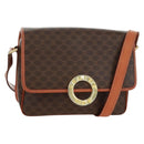 CELINE Macadam Canvas Circle Shoulder Bag PVC Leather Brown Gold Auth 171071A-1