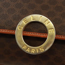 CELINE Macadam Canvas Circle Shoulder Bag PVC Leather Brown Gold Auth 171071A-19