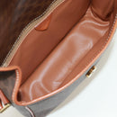 CELINE Macadam Canvas Circle Shoulder Bag PVC Leather Brown Gold Auth 171071A-9
