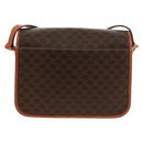 CELINE Macadam Canvas Circle Shoulder Bag PVC Leather Brown Gold Auth 171071A-2