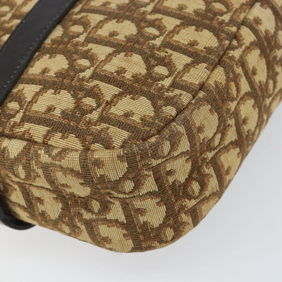 Christian Dior Trotter Canvas Shoulder Bag Brown Gold Auth 171073