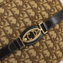 Christian Dior Trotter Canvas Shoulder Bag Brown Gold Auth 171073-14