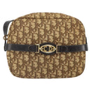 Christian Dior Trotter Canvas Shoulder Bag Brown Gold Auth 171073-2