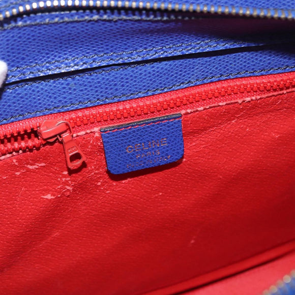 CELINE Circle Hand Bag Leather Purple Gold Auth 171089