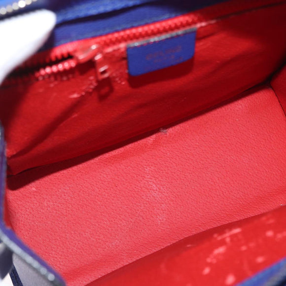 CELINE Circle Hand Bag Leather Purple Gold Auth 171089