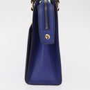 CELINE Circle Hand Bag Leather Purple Gold Auth 171089-3