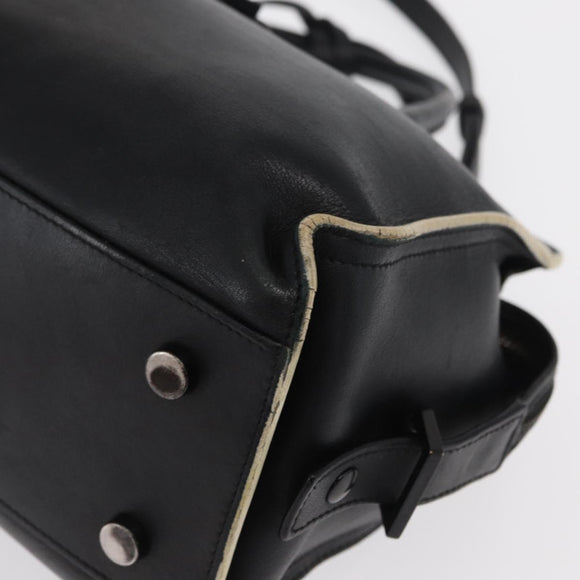 SAINT LAURENT Baby Kabas Hand Bag Leather 2way Black LTH424868 Auth 171093