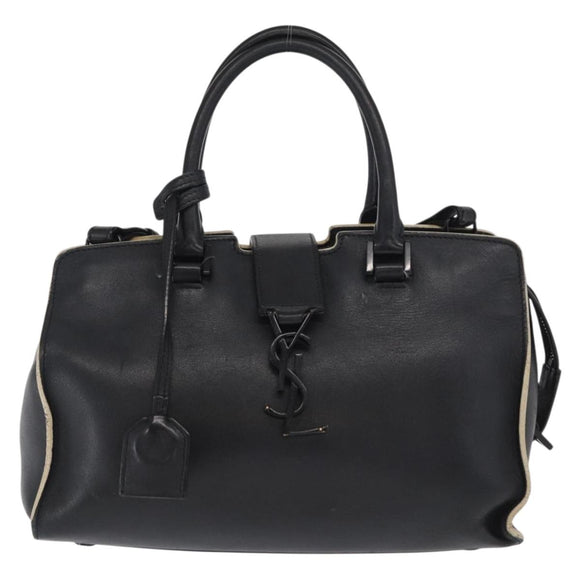 SAINT LAURENT Baby Kabas Hand Bag Leather 2way Black LTH424868 Auth 171093