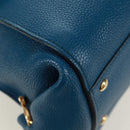 Salvatore Ferragamo Gancini Sofia Hand Bag Leather 2way Blue Gold Auth 171096A-15