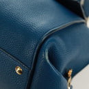 Salvatore Ferragamo Gancini Sofia Hand Bag Leather 2way Blue Gold Auth 171096A-16