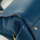 Salvatore Ferragamo Gancini Sofia Hand Bag Leather 2way Blue Gold Auth 171096A-17