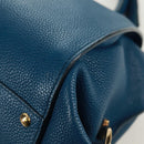 Salvatore Ferragamo Gancini Sofia Hand Bag Leather 2way Blue Gold Auth 171096A-10