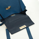 Salvatore Ferragamo Gancini Sofia Hand Bag Leather 2way Blue Gold Auth 171096A-19