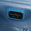 Salvatore Ferragamo Gancini Sofia Hand Bag Leather 2way Blue Gold Auth 171096A-20