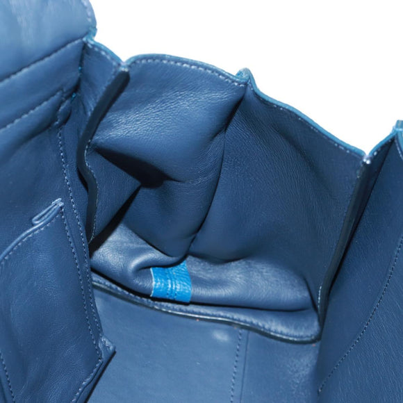 Salvatore Ferragamo Gancini Sofia Hand Bag Leather 2way Blue Gold Auth 171096A