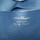 Salvatore Ferragamo Gancini Sofia Hand Bag Leather 2way Blue Gold Auth 171096A-12