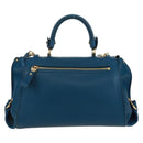 Salvatore Ferragamo Gancini Sofia Hand Bag Leather 2way Blue Gold Auth 171096A-2