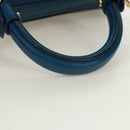 Salvatore Ferragamo Gancini Sofia Hand Bag Leather 2way Blue Gold Auth 171096A-7