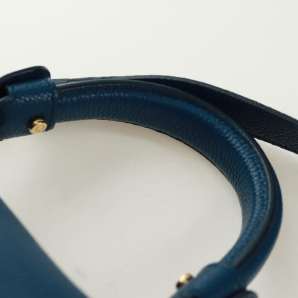 Salvatore Ferragamo Gancini Sofia Hand Bag Leather 2way Blue Gold Auth 171096A