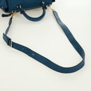 Salvatore Ferragamo Gancini Sofia Hand Bag Leather 2way Blue Gold Auth 171096A-8