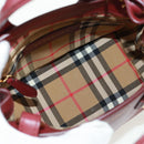 BURBERRY Hand Bag Leather 2way Bordeaux Gold Auth 171097M-18