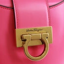Salvatore Ferragamo Gancini Shoulder Bag Leather Pink Gold Auth 171099M-19