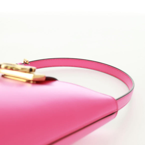 Salvatore Ferragamo Gancini Shoulder Bag Leather Pink Gold Auth 171099M