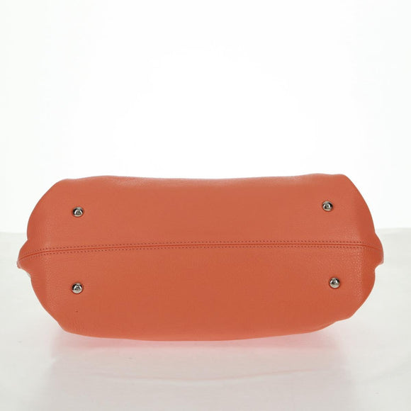 Salvatore Ferragamo Gancini Sofia Bag Leather 2way Orange Silver Auth 171100V