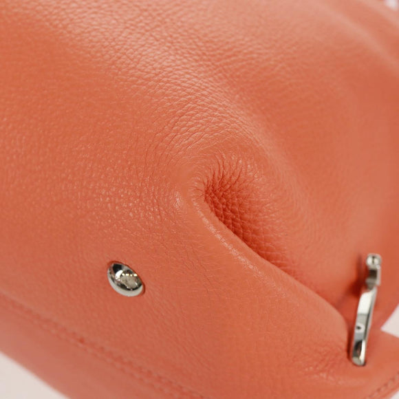 Salvatore Ferragamo Gancini Sofia Bag Leather 2way Orange Silver Auth 171100V
