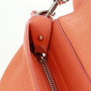 Salvatore Ferragamo Gancini Sofia Bag Leather 2way Orange Silver Auth 171100V-20