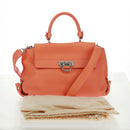 Salvatore Ferragamo Gancini Sofia Bag Leather 2way Orange Silver Auth 171100V-30